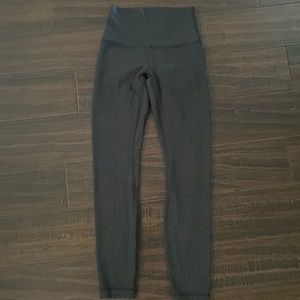 Lululemon Align Pant - black with a little black flower, 7/8, size 2